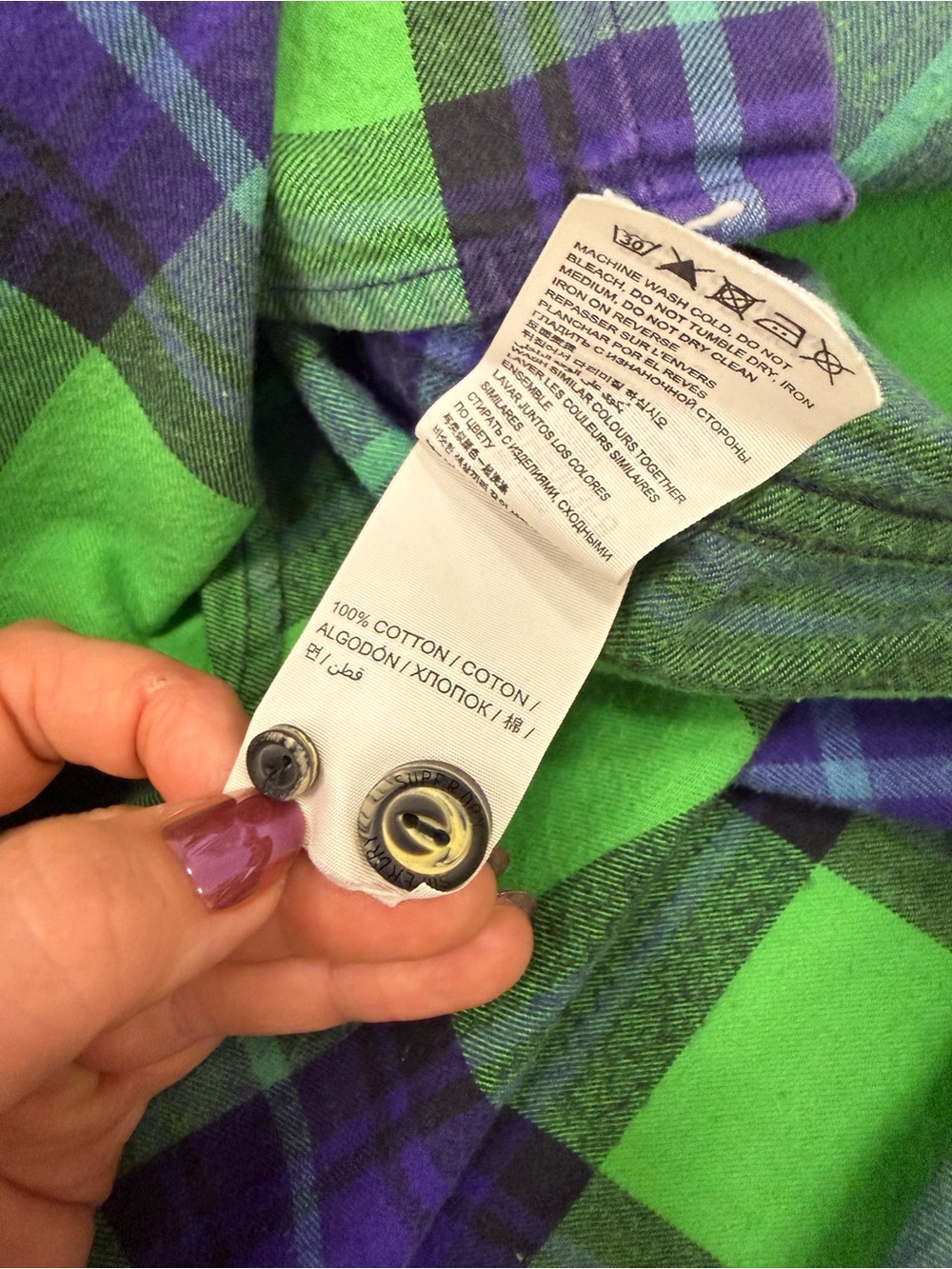 Superdry Men’s Green & Navy Plaid Button-Down Shirt - Picture 5 of 8